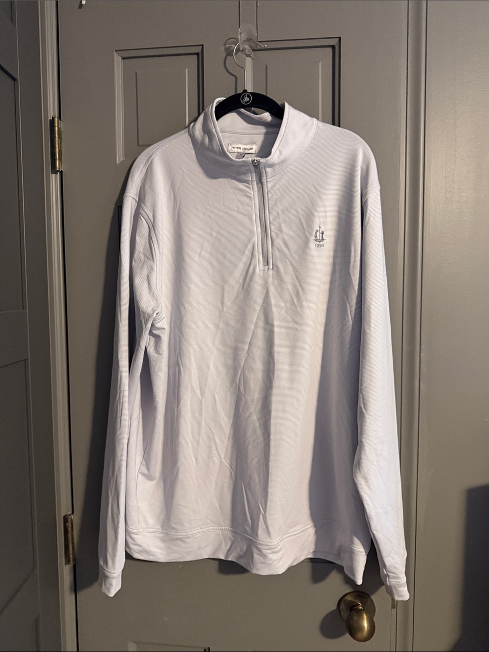 Peter Millar Men's Light White Quarter-Zip Pullover